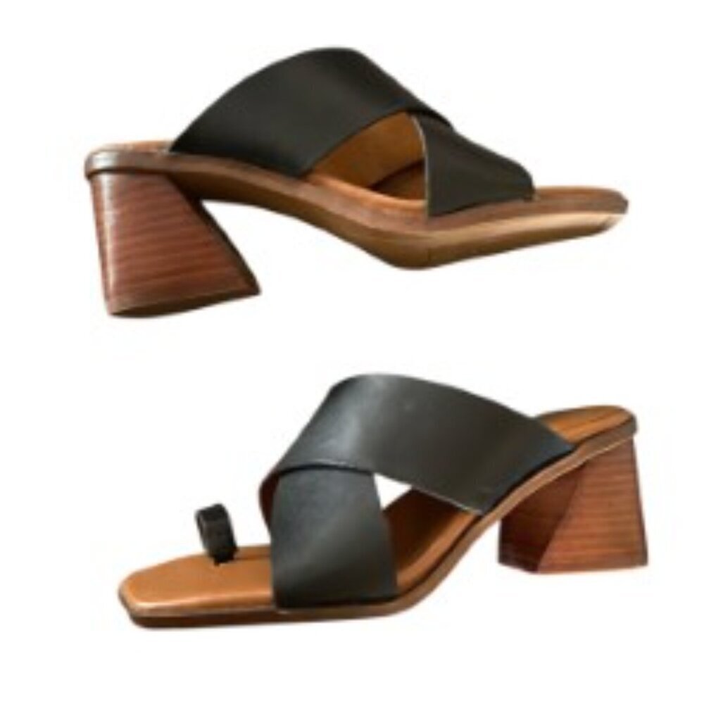 Franco Sarto Safia Black Leather Sandal 6.5